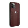 BMW BMHCP12LRSPPR Curve Perforate odinis kietojo tipo dėklas, tinkantis Apple iPhone 12 Pro Max, raudonas