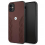 BMW BMHCN61RSPPR Leather Curve Perforate kietas dėklas Apple iPhone 11, raudonas