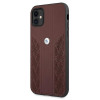 BMW BMHCN61RSPPR Leather Curve Perforate kietas dėklas Apple iPhone 11, raudonas