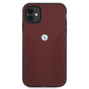 BMW BMHCN61RSPPR Leather Curve Perforate kietas dėklas Apple iPhone 11, raudonas