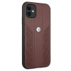 BMW BMHCN61RSPPR Leather Curve Perforate kietas dėklas Apple iPhone 11, raudonas