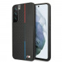BMW BMHCS22MTRTBK kietas dėklas Samsung Galaxy S22+ telefonui, M Collection Triangles, juodos spalvos