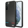 BMW BMHCS22MPUCARTCBK kietas dėklas Samsung Galaxy S22+ telefonui, M Collection Triangles, juodos spalvos