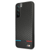 BMW BMHCS22MPUCARTCBK kietas dėklas Samsung Galaxy S22+ telefonui, M Collection Triangles, juodos spalvos