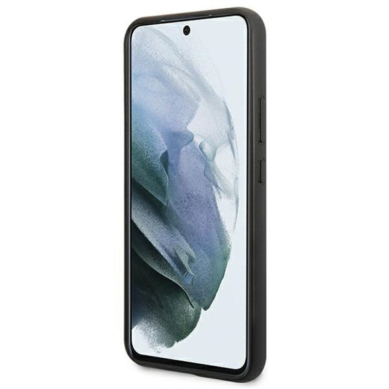 BMW BMHCS22MPUCARTCBK kietas dėklas Samsung Galaxy S22+ telefonui, M Collection Triangles, juodos spalvos
