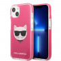 Karl Lagerfeld KLHCP13STPECPI kietas dėklas Apple iPhone 13 mini 5,4″ telefonui, Choupette Head, fuksijos atspalvio