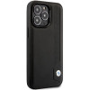 BMW BMHCP14X22RBDK Leather Blue Dots kietas telefono dėklas modeliui iPhone 14 Pro Max 6,7", juodas