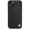 BMW BMHCP14S22RQDK Leather Quilted kietas telefono dėklas modeliui iPhone 14 6,1", juodas