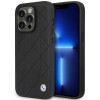 BMW BMHCP14L22RQDK Leather Quilted kietas telefono dėklas modeliui iPhone 14 Pro 6,1", juodas
