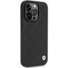 BMW BMHCP14L22RQDK Leather Quilted kietas telefono dėklas modeliui iPhone 14 Pro 6,1", juodas