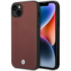 BMW BMHCP14S22RFGR Leather Diamond Pattern kietas telefono dėklas modeliui iPhone 14 6,1", bordo spalvos