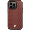 BMW BMHCP14X22RFGR Leather Diamond Pattern kietas telefono dėklas modeliui iPhone 14 Pro Max 6,7", bordo spalvos