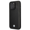 BMW BMHCP14L22RFGK Leather Diamond Pattern kietas telefono dėklas modeliui iPhone 14 Pro 6,1", juodas