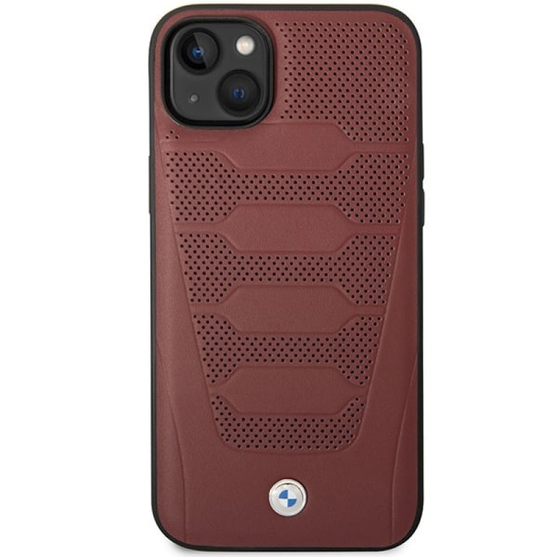 BMW BMHCP14S22RPSR apsauginis dėklas, skirtas iPhone 14, bordo atspalvio, Leather Seats Pattern