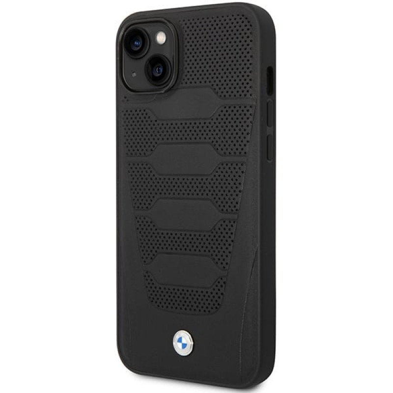 BMW BMHCP14S22RPSK apsauginis dėklas, skirtas iPhone 14, juodas, Leather Seats Pattern