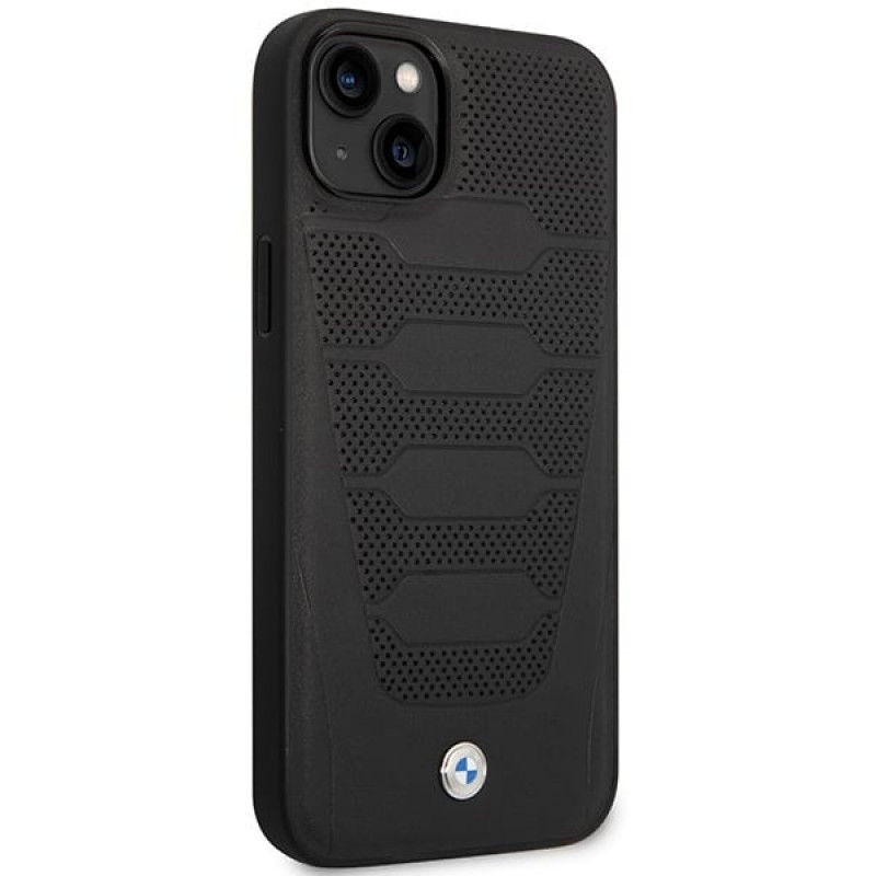 BMW BMHCP14S22RPSK apsauginis dėklas, skirtas iPhone 14, juodas, Leather Seats Pattern
