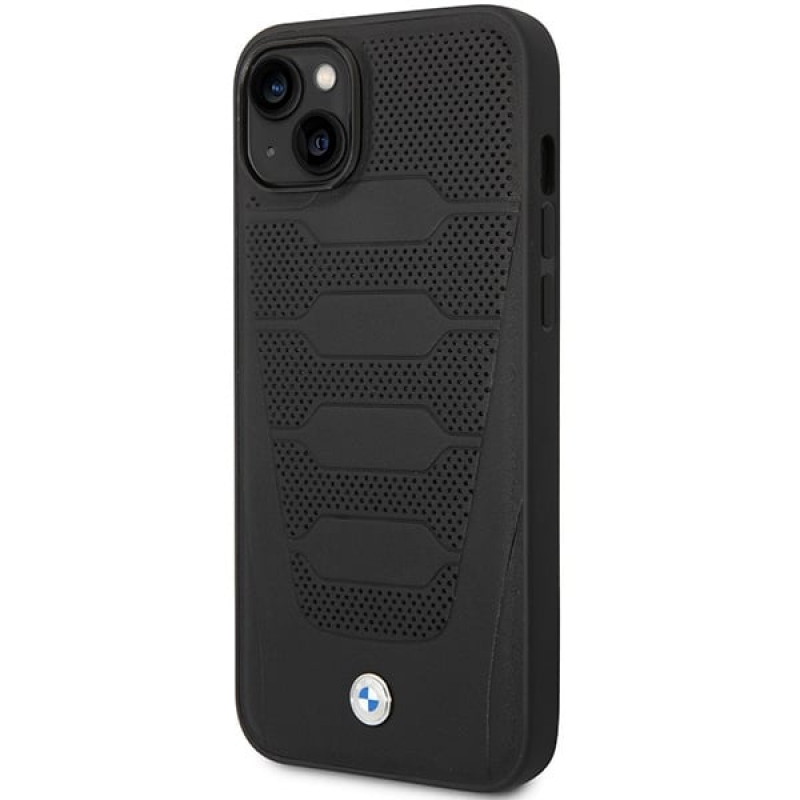 BMW BMHCP14S22RPSK apsauginis dėklas, skirtas iPhone 14, juodas, Leather Seats Pattern