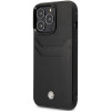 BMW BMHCP14L22RSEPK apsauginis dėklas, skirtas iPhone 14 Pro, juodas, Leather Card Slot