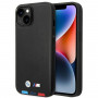 BMW BMHCP14M22PTDK apsauginis dėklas, skirtas iPhone 14 Plus, juodas, Leather Stamp Tricolor