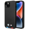 BMW BMHCP14M22PTDK apsauginis dėklas, skirtas iPhone 14 Plus, juodas, Leather Stamp Tricolor