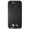 BMW BMHCP14M22PTDK apsauginis dėklas, skirtas iPhone 14 Plus, juodas, Leather Stamp Tricolor