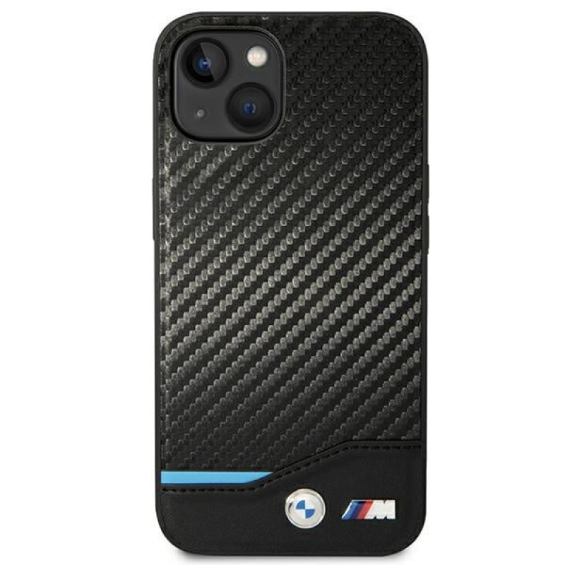 BMW BMHCP14M22NBCK apsauginis dėklas, skirtas iPhone 14 Plus, juodas, Leather Carbon