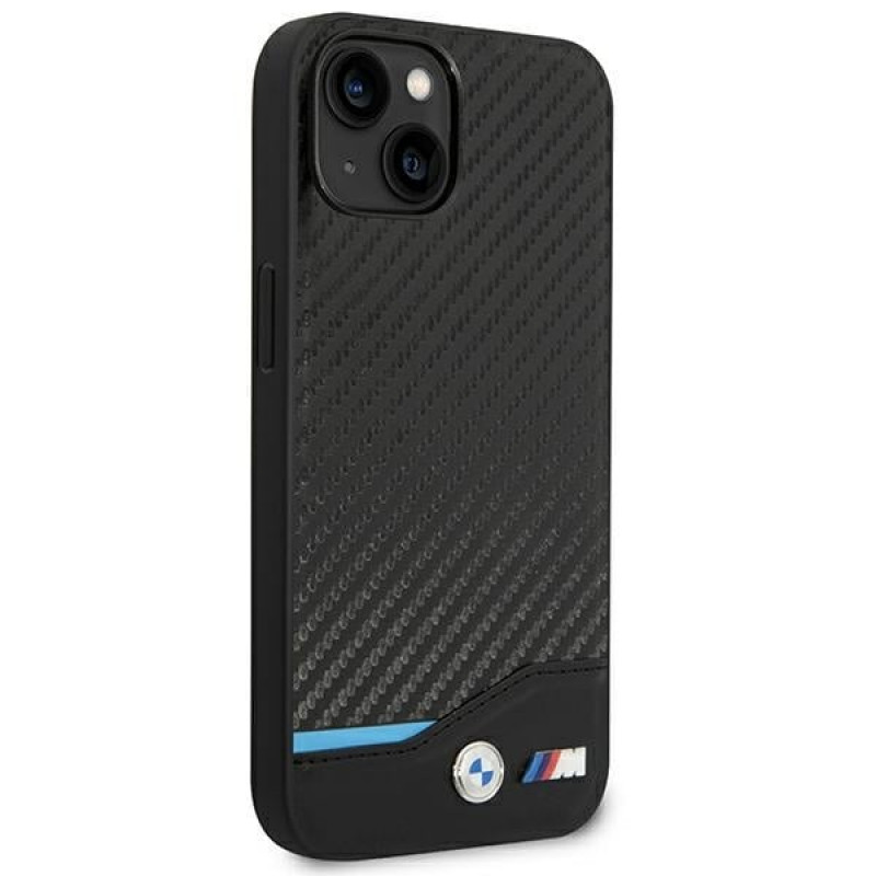 BMW BMHCP14M22NBCK apsauginis dėklas, skirtas iPhone 14 Plus, juodas, Leather Carbon