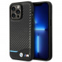 BMW BMHCP14L22NBCK apsauginis dėklas, skirtas iPhone 14 Pro, juodas, Leather Carbon