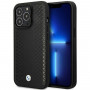 BMW BMHMP14X22RFGK Leather Diamond Pattern MagSafe telefono dėklas Apple iPhone 14 Pro Max 6,7″, juodas