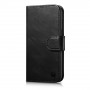 iCarer Oil Wax Wallet Case 2in1 iPhone 14 Plus dėklas su atvartu iš odos, Anti-RFID, juodas (WMI14220723-BK)