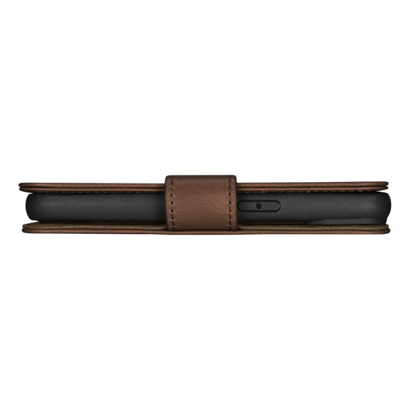 iCarer Oil Wax Wallet Case 2in1 iPhone 14 Plus dėklas su atvartu iš odos, Anti-RFID, rudas (WMI14220723-BN)