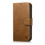 iCarer Oil Wax Wallet Case 2in1 iPhone 14 Plus dėklas su atvartu iš odos, Anti-RFID, rudas (WMI14220723-TN)