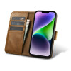iCarer Oil Wax Wallet Case 2in1 iPhone 14 Plus dėklas su atvartu iš odos, Anti-RFID, rudas (WMI14220723-TN)
