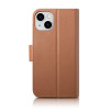 iCarer Wallet Case 2in1 iPhone 14 Plus dėklas su atvartu iš odos, Anti-RFID, rudas (WMI14220727-BN)