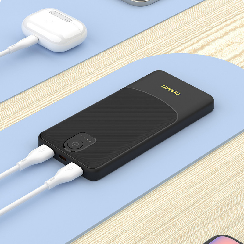 Dudao K10 10000 mAh išorinė baterija, 2 x USB-A, 2,4 A, balta