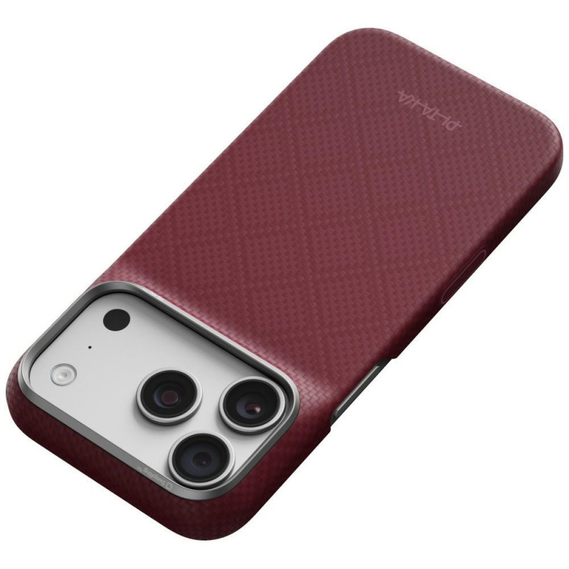 PITAKA Edge Case Argyle MagSafe dėklas Apple iPhone 18 Pro / 17 Pro, bordo spalvos