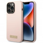 Guess 4G Silicone Metal Logo silikoninis MagSafe suderinamas dėklas skirtas Apple iPhone 14 Pro, rausvas