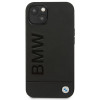 BMW BMHCP14MSLLBK Apple iPhone 14 Plus / 15 Plus dėklas, Leather Stamp, juodas