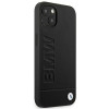 BMW BMHCP14MSLLBK Apple iPhone 14 Plus / 15 Plus dėklas, Leather Stamp, juodas