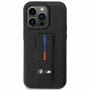 BMW Grip Stand Hot Stamp dėklas Apple iPhone 14 / 15 / 13, juodas