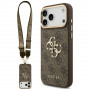 Guess 4G Big 4G Classic Logo Big Strap Metal Buttons dėklas su dirželiu, rudas, skirtas Apple iPhone 18 Pro / 17 Pro