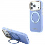 Guess Ring Stand 360 Grained Classic Logo MagSafe dėklas, šviesiai mėlynas, skirtas Apple iPhone 18 Pro / 17 Pro