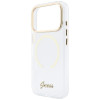 Guess IML Script Metal MagSafe dėklas, skirtas Apple iPhone 18 Pro Max / 17 Pro Max, permatomas