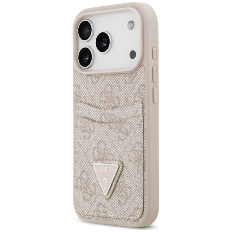 Guess 4G Double Card Triangle apsauginis dėklas Apple iPhone 18 Pro / 17 Pro, rožinis