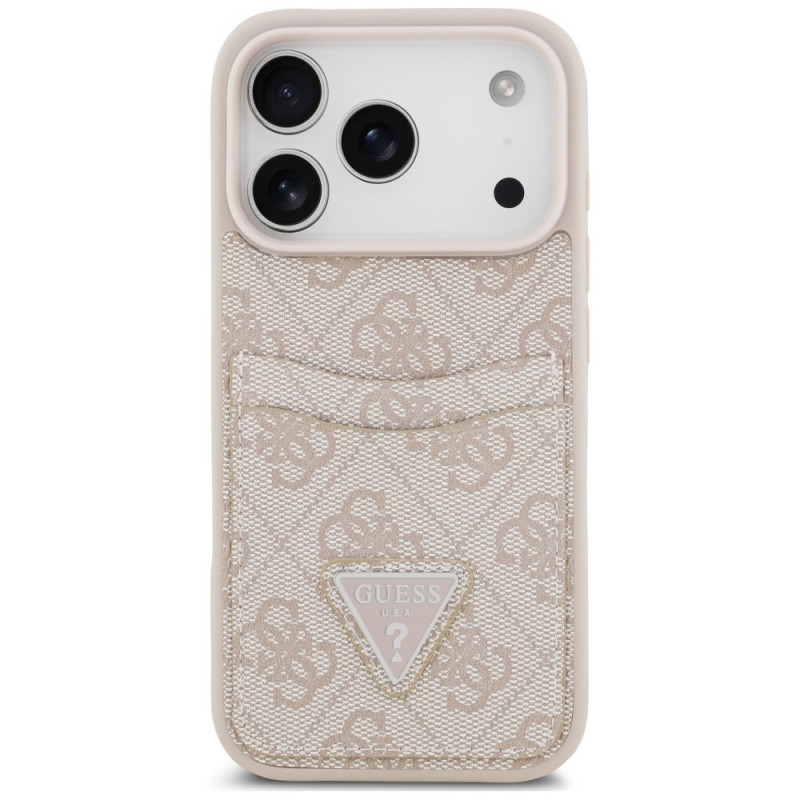 Guess 4G Double Card Triangle apsauginis dėklas Apple iPhone 18 Pro / 17 Pro, rožinis