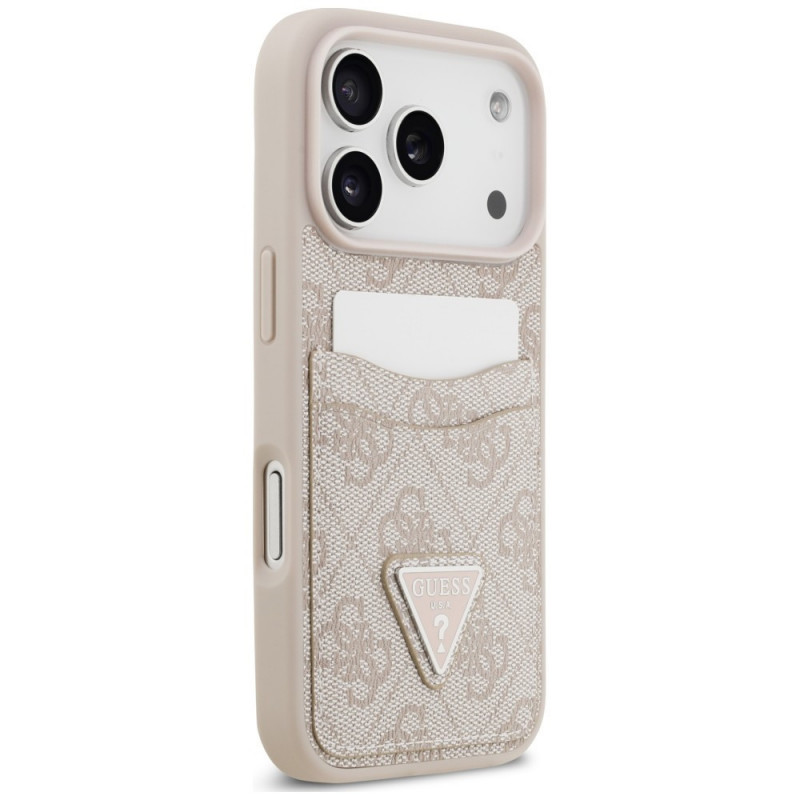 Guess 4G Double Card Triangle apsauginis dėklas Apple iPhone 18 Pro / 17 Pro, rožinis