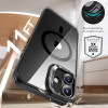 ESR Classic Hybrid Kickstand HaloLock MagSafe dėklas su grūdintu stiklu, skirtas Apple iPhone 16, permatomas/juodas