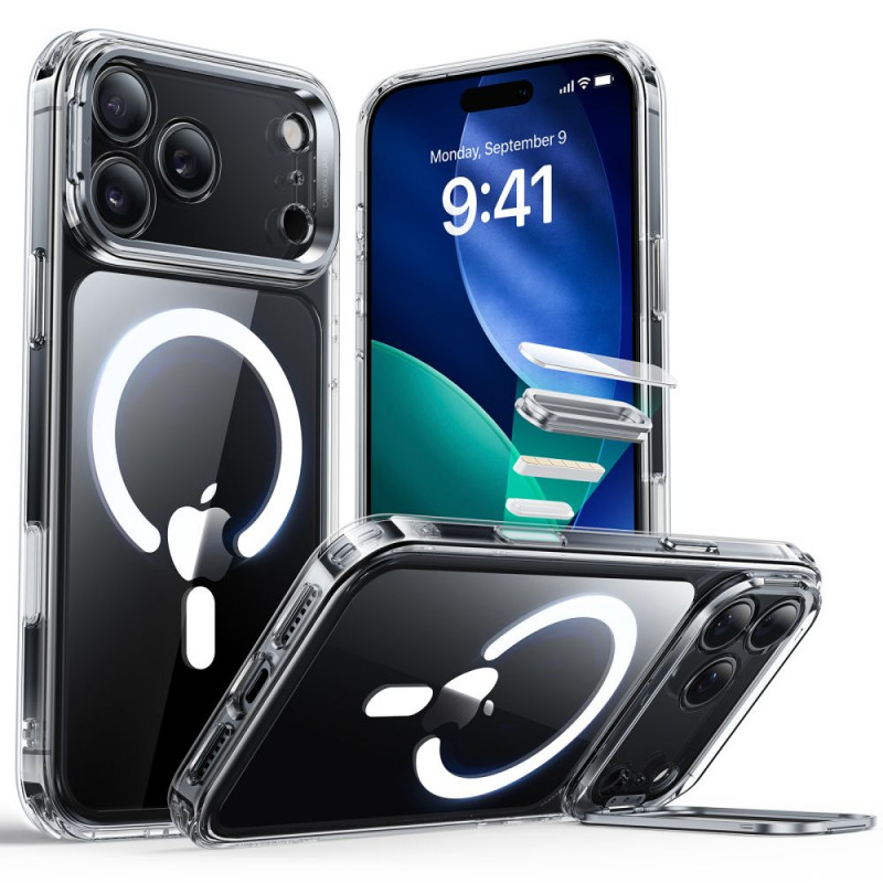 ESR Classic Hybrid Kickstand MagSafe dėklas, skirtas Apple iPhone 17 Pro Max, permatomas