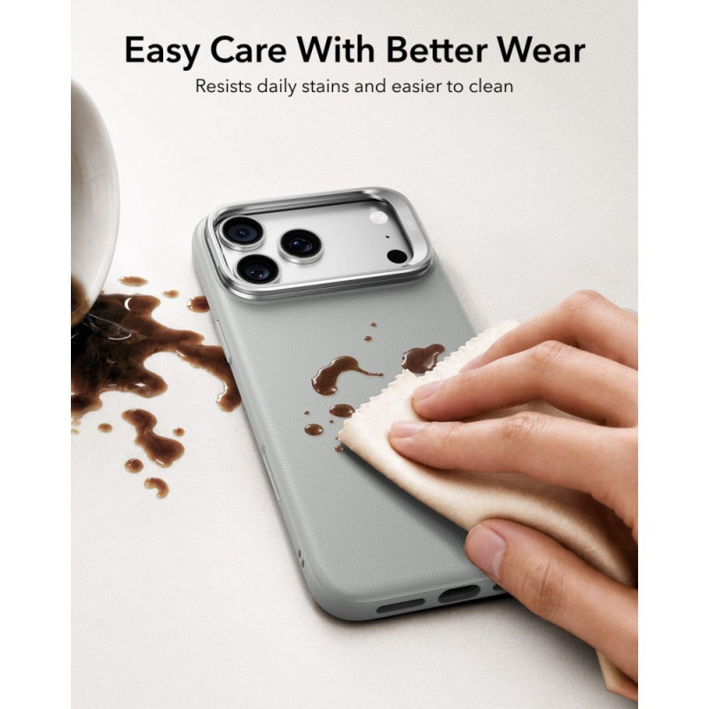 ESR Leather Kickstand MagSafe dėklas Apple iPhone 17 Pro Max / 18 Pro Max, pilkas