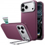 ESR Leather Kickstand MagSafe dėklas, skirtas Apple iPhone 17 Pro / 18 Pro, Deep Burgundy